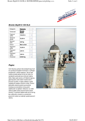 Teleskopske dizalice sa granom montirane na kamion Bronto Skylift S 104 HLA