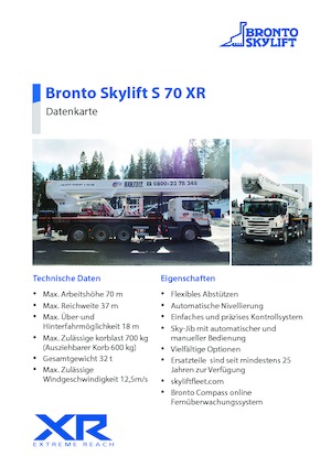 Teleskopske dizalice sa granom montirane na kamion Bronto Skylift S 70 XR