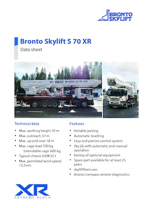 Teleskopske dizalice sa granom montirane na kamion Bronto Skylift S 70 XR