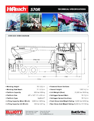 Teleskopske dizalice sa granom montirane na kamion Elliott Equipment S70R SkyWalk