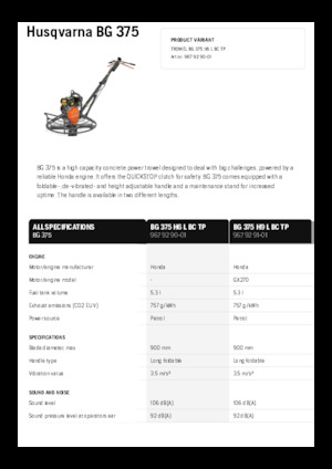 Lopatice za hodanje Husqvarna BG 375