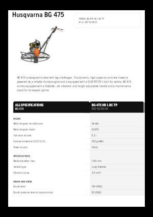 Lopatice za hodanje Husqvarna BG 475