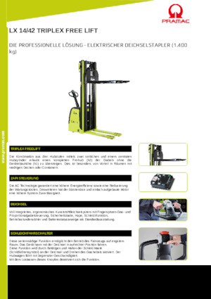 Hodajući viličar PRAMAC Lifter LX 14/42 Triplex-Free Lift