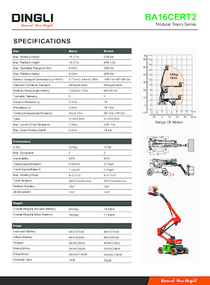 Zglobna podizna platforma na kotačima Dingli BA16CERT2