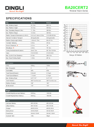 Zglobna podizna platforma na kotačima Dingli BA20CERT2