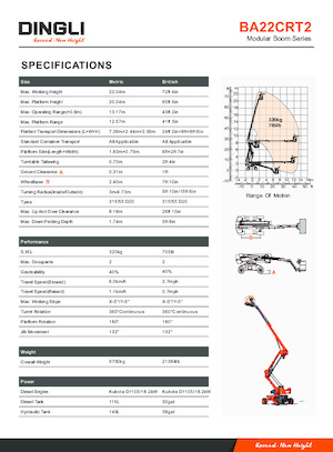 Zglobna podizna platforma na kotačima Dingli BA22CRT2