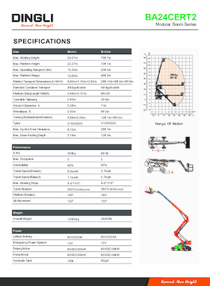 Zglobna podizna platforma na kotačima Dingli BA24CERT2