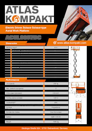 Dizalice na škare na kotačima Atlas Kompakt ACSL 0807 DC