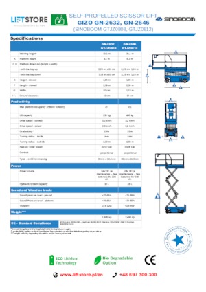 Dizalice na škare na kotačima Sinoboom GN 2632