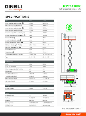 Dizalice na škare na kotačima Dingli JCPT1418DC