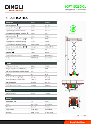 Dizalice na škare na kotačima Dingli JCPT1523DCL