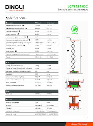 Dizalice na škare na kotačima Dingli JCPT2223DC