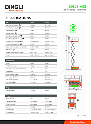 Dizalice na škare na kotačima Dingli S0808-ACE