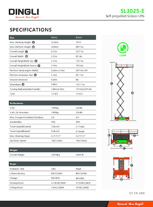 Dizalice na škare na kotačima Dingli SL3025-E