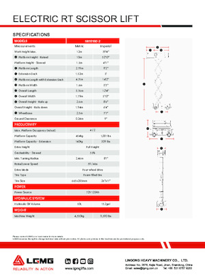 Dizalice na škare na kotačima LGMG  SR1018E-2