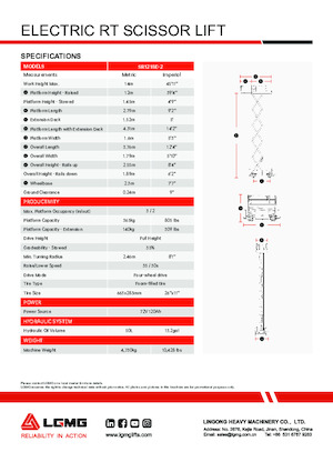 Dizalice na škare na kotačima LGMG  SR1218E-2