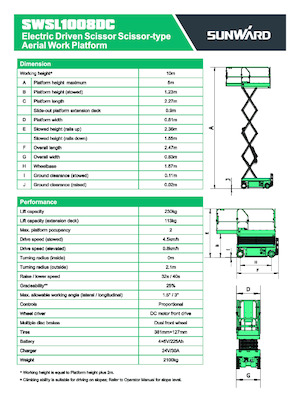 Dizalice na škare na kotačima Sunward SWSL 1008 DC