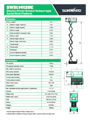 Dizalice na škare na kotačima Sunward SWSL 1412 DC