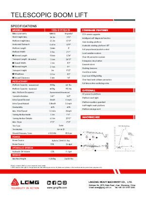 Teleskopska podizna platforma na gusjenicama LGMG  T22J-2