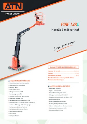 Vertikalna podizna platforma s jednim jarbolom ATN PIAF 12RE