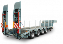 Poluprikolice s niskim ležajem i stepenicama Schwarzmüller 4-axle low loader semitrailer with offset platform